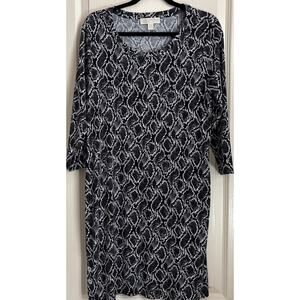 Michael Kors - Black, White, and Gray, Snake Print Dress, Size Large